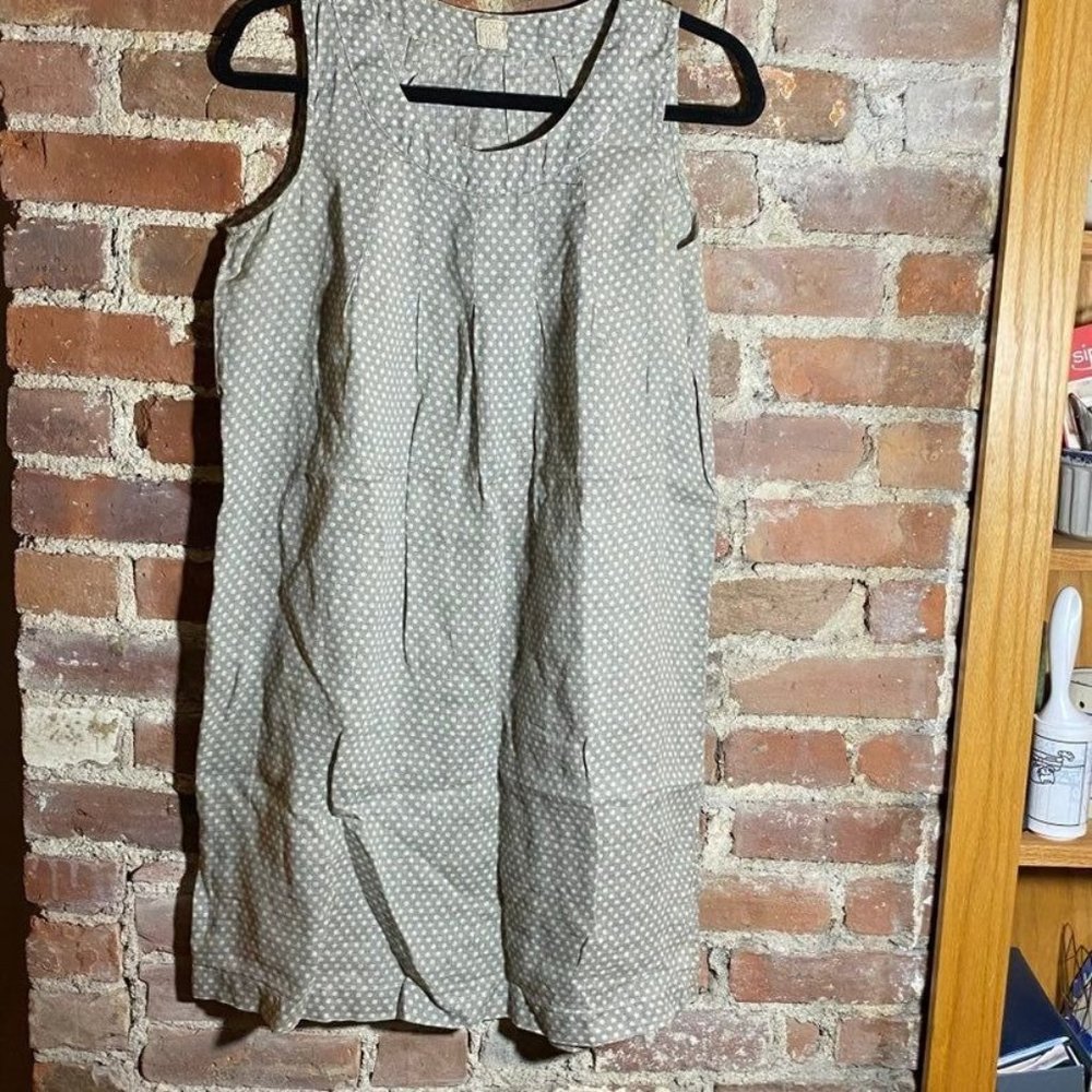 120 Lino Shift Dress Taupe Dot 40 4